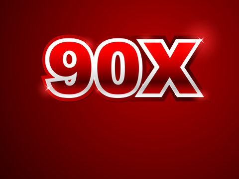 90x sign in red background