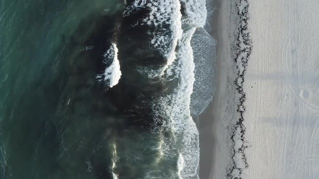 4K Aerial Drone Hasselblad Footage Spinning Over Blue Ocean Waves On The Beach In Tropical Ft Lauderdale Florida