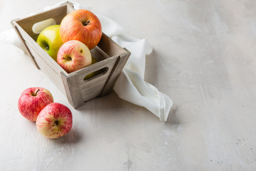 Wooden box full of apples