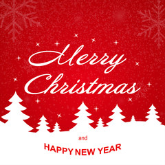 Christmas background. Christmas greeting card template with wishes Merry Christmas and Happy New Year. Vector.