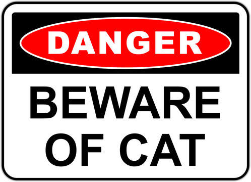 Road sign in USA: beware of the cat - naughty cat- guard cat