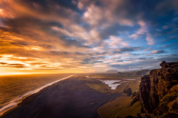Iceland panorama at the sunset