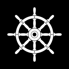 Obraz premium White rudder vector icon on black background