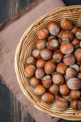 Hazelnut on a dark background.