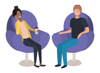 couple in sofa drinking coffee