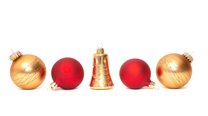 Weihnachten Banner gold und rot, Glocke, Kugel