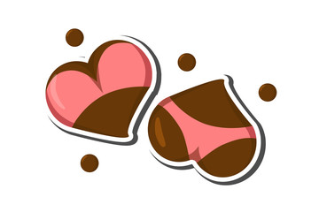 Stylized Heart icons with underwear, ass in bikini and boobs in bra. Good for Valentine s Day love greeting card, poster, banner, logo, icon for lingerie shop or sex shop. Hot intimate stickers