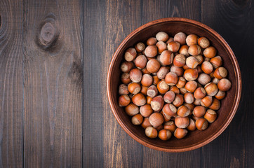 Hazelnut on a dark background.