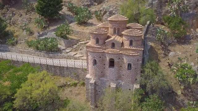 Stunning 4k orbit aerial of a church in Stilo, in the valleys of Calabria, Italy
