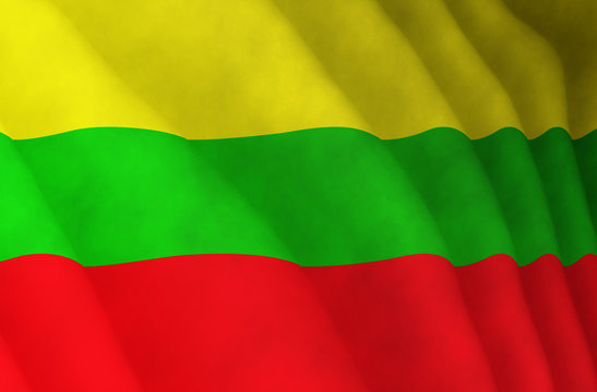 Illustration of a flying Lithuanian flag