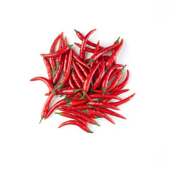 Rawit chilli peppers, other names: Cabe Rawit, Prik, Thai Chili, Child’s Eye. Isolated on white...