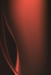 Silk red scarlet satin background with soft delicate folds and ribbons.