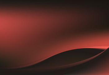Silk red scarlet satin background with soft delicate folds and ribbons.