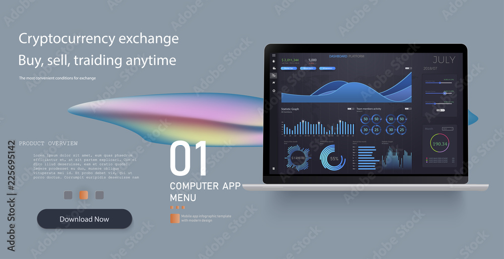 Fototapete Dashboard user  panel template design.Online statistics and data Analytics.Digital money market, investment, finance and trading. Perfect for web design, banner and presentation. UI elements. Vector