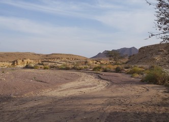 Red Canyon near Eilat in South Israel, Nahal Shani in last sunset light
