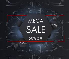 Sale technology banner for cyber monday event. 