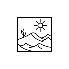 desert outline icon. Element of landscape outline icon for mobile concept and web apps. Thin line desert outline icon icon can be used for web and mobile
