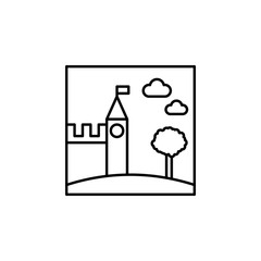 castle outline icon. Element of landscape outline icon for mobile concept and web apps. Thin line castle outline icon icon can be used for web and mobile