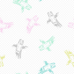 Hand drawn giraffe pattern. Sketch of the giraffe facial head