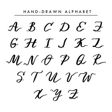 Hand written vector alphabet, cursive capital letters for logo and your design. Initial monogram letters isolated on white for wedding emblems and logo.