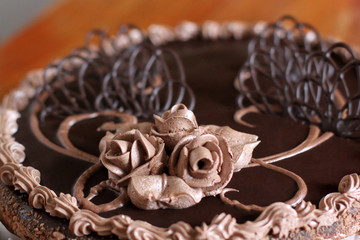 Chocolate cake on the table