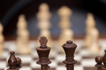 Black chess pieces on the board