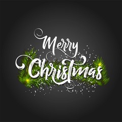 Christmas lettering design. Typographical background.