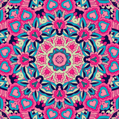 Tribal indian ethnic seamless design. Festive colorful mandala pattern