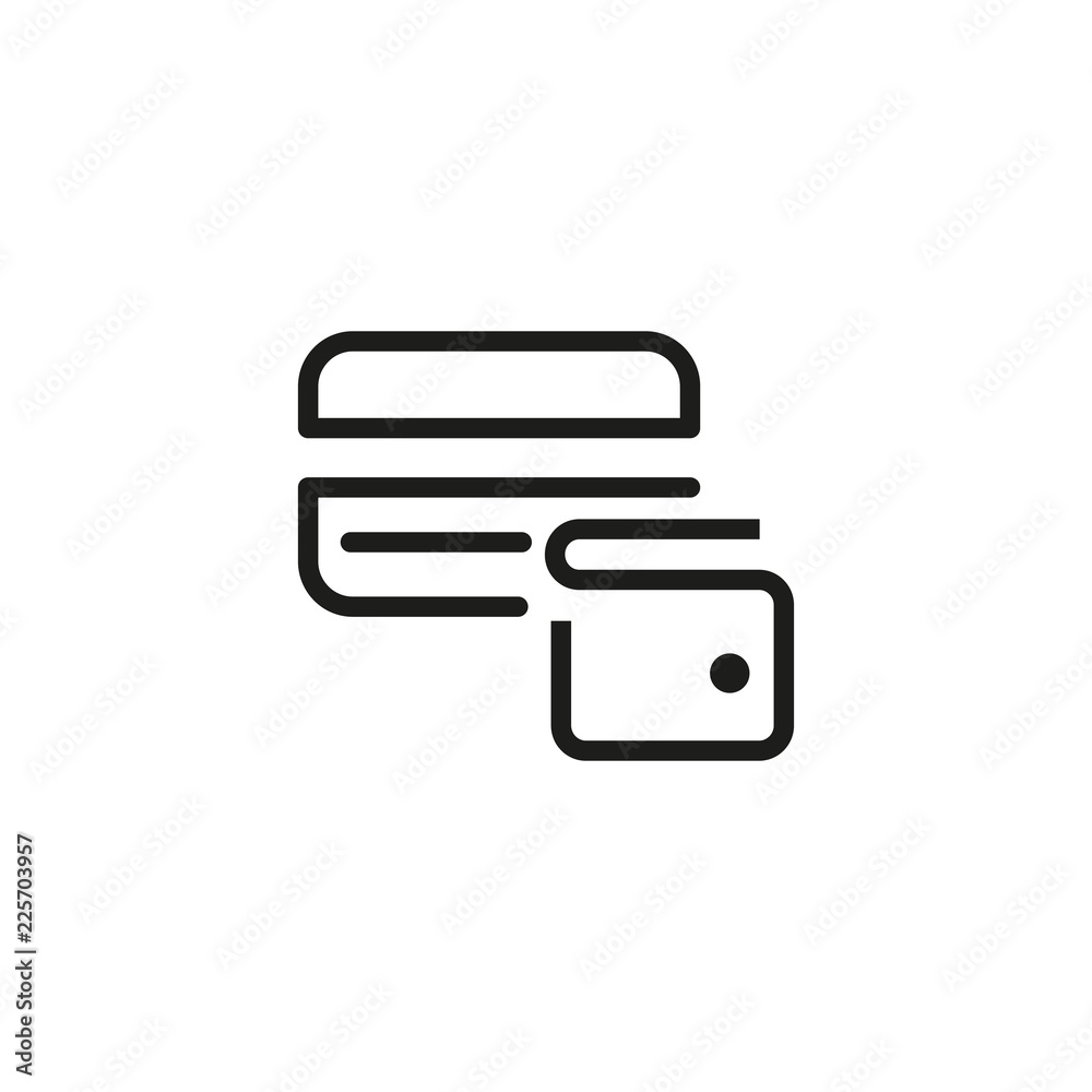 Sticker debit card line icon. earning, online payment, cash withdrawal. credit card concept. vector illustra