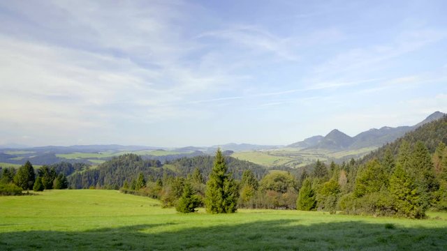 Beautiful landscape of Pieniny National Park in Slovakia. Autumn mountain landscape in a sunny day.