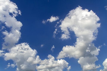 fluffy white cumulus clouds and blue sky, Kansas