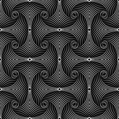 Monochrome Abstract Vector Seamless Pattern. Geometric curve elements.
