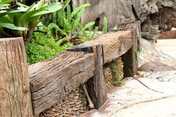 Old wooden chair in the park