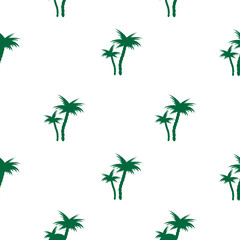 Tropical green palm trees Seamless vector pattern.