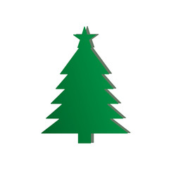 Green Christmas tree on the white background