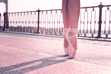 Ballet outfit. Nice skilled ballerina standing on pointe shoes while dancing © Viacheslav Yakobchuk
