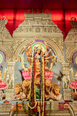 Durga idol at Puja Pandal, Durga Puja festival