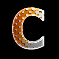 halftone letter C - Capital 3d metallic font - design, modernity or technology concept