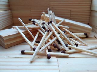 matches on a wooden background