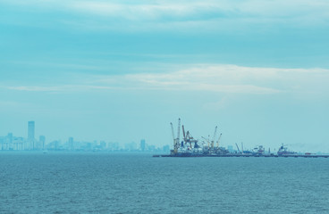 Fototapeta na wymiar industrial cargo port in Penang, Malaysia
