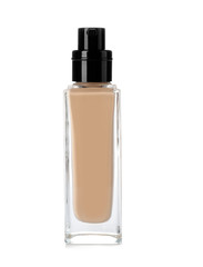 Bottle of skin foundation on white background