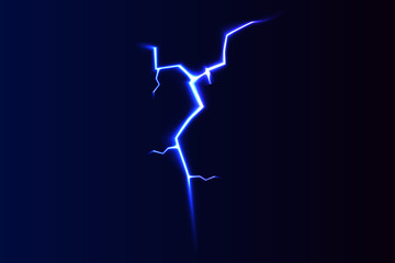 Vector lightning - isolated on blue background, luminous light effects.