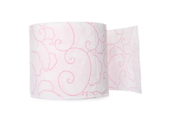 Color toilet paper roll on white background