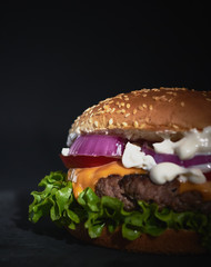 Burger Details in Dark scene