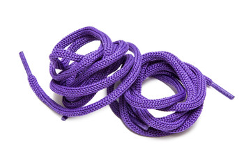 Purple Shoe laces isolated on white background