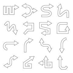 arrow icons set thin line design