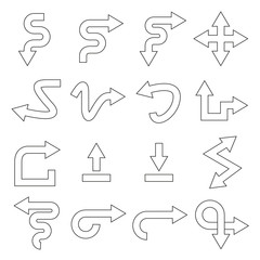 arrow icons set thin line design