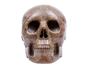 Picture Jasper realistic crystal carved skull isolated on white background