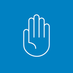 Fototapeta premium Hand, Handfläche - Icon, Piktogramm, grafisches Element - outline - blau