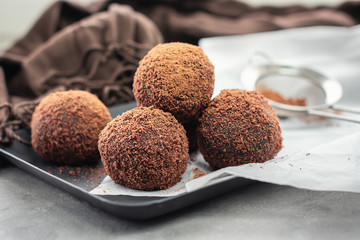 Cocoa balls, chocolate balls cakes.